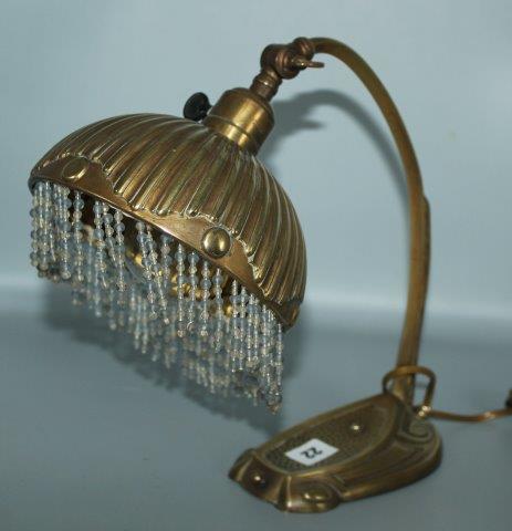 Art Nouveau brass student lamp